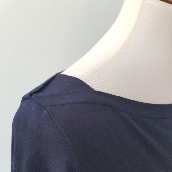 Talbots Navy Career Top Boat Neck Soft Cotton L - Picture 4 of 6